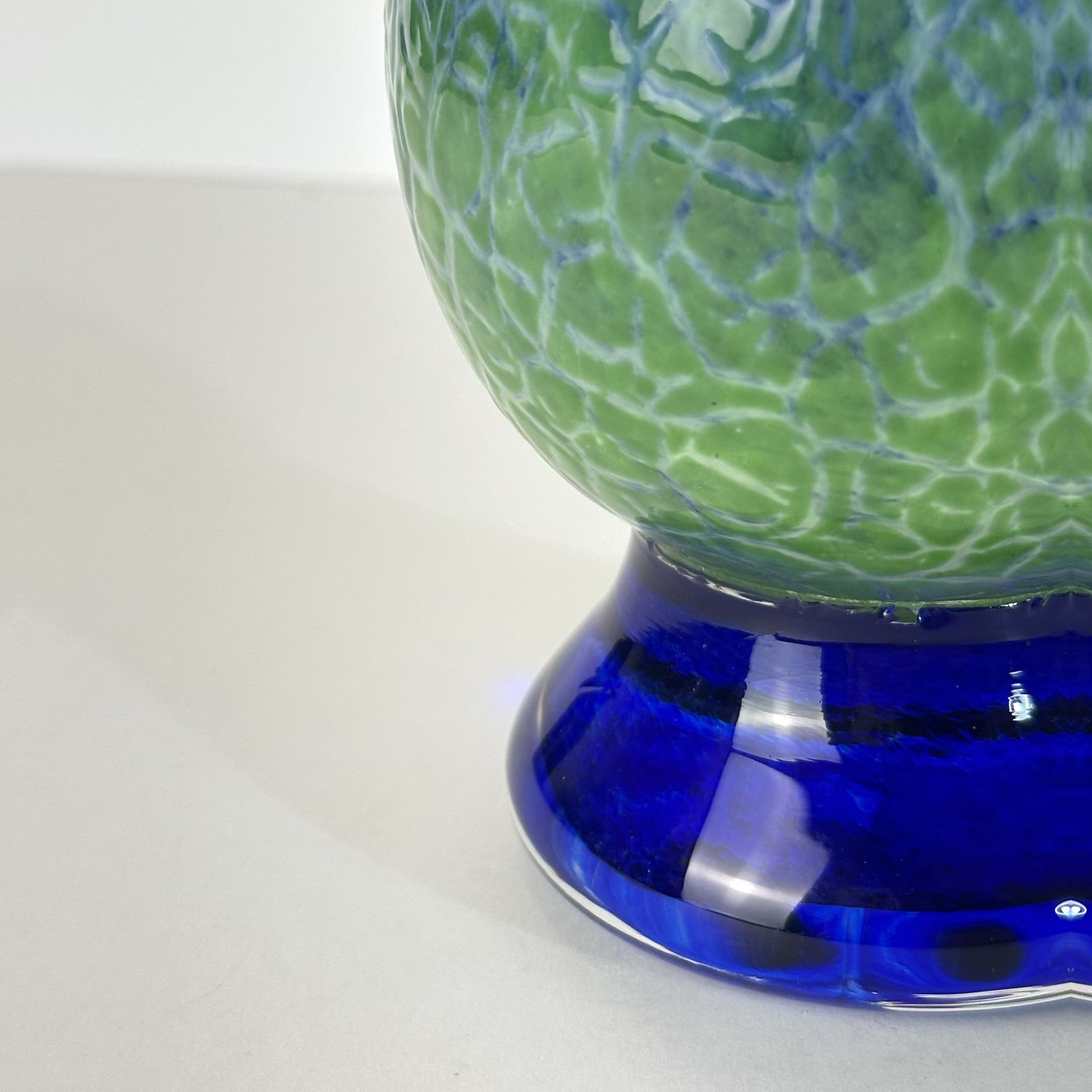 Art Glass Vase Green And Blue Crackle Glass Attributed To Gunnar Håkansson Johansfors Sweden 1930s photo Home Decor
