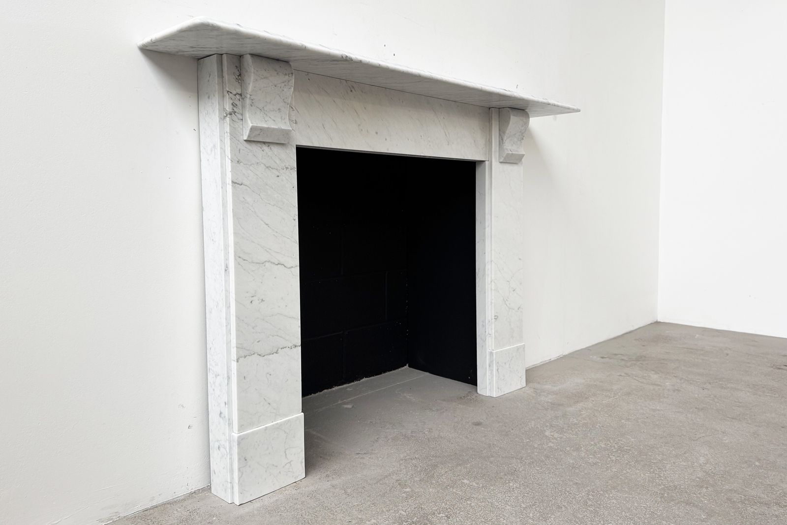 Antique Victorian Corbelled Carrara Marble Fireplace Surround photo for sale