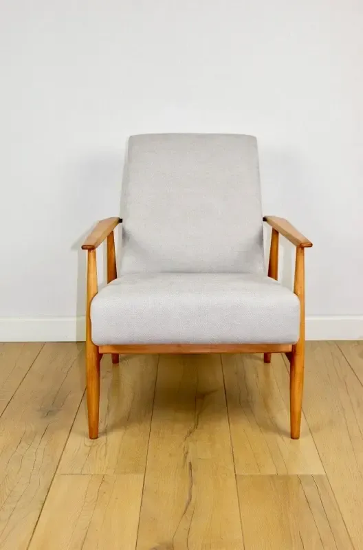 Lis Armchair, 1970s Beige Light Wood Design Henryk Lis photo furniture