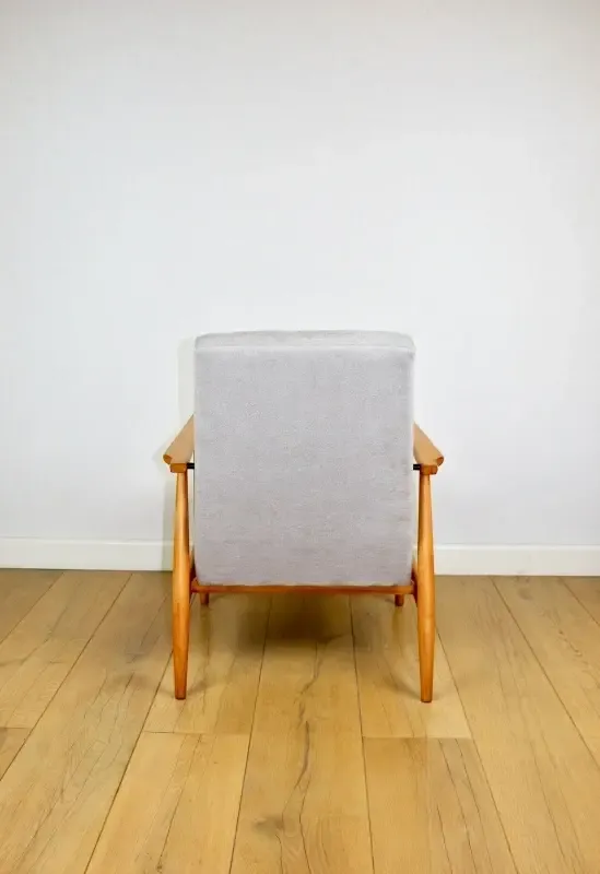 Lis Armchair, 1970s Beige Light Wood Design Henryk Lis photo vintage