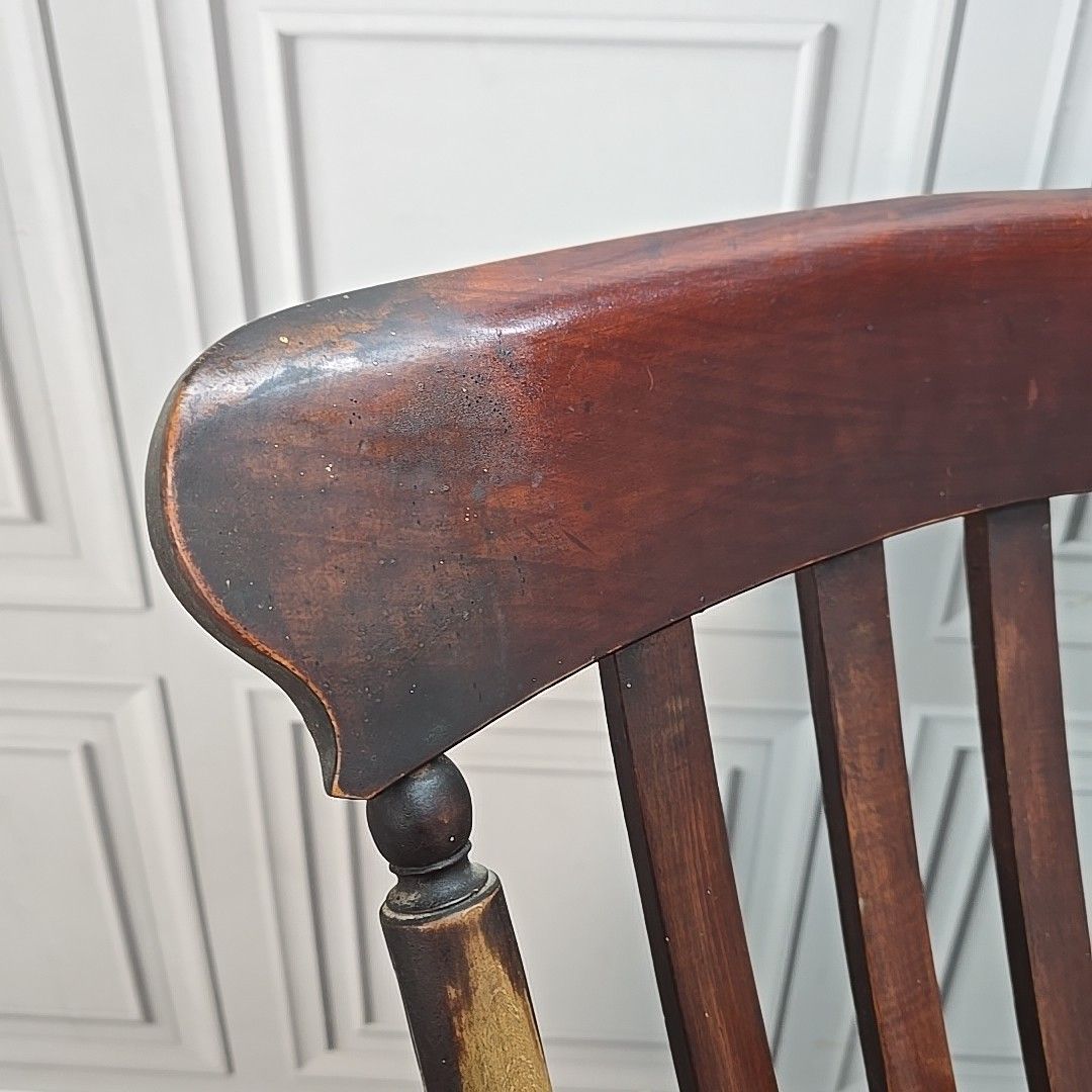 photo furniture Antique Windsor Elbow Chair Lath Back Armchair Solid Wood Elm Victorian Seat
