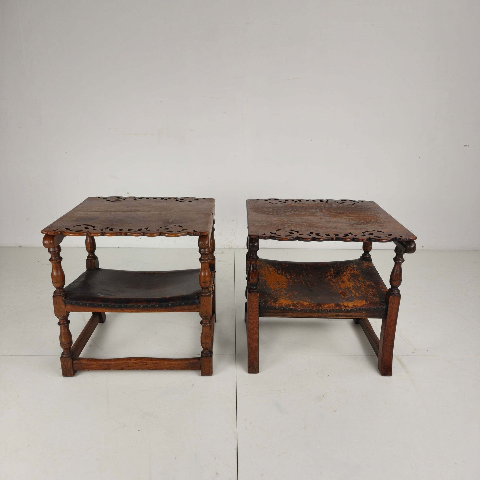 Pair Of English Antique Jacobean Monk Armchairs / Tables By F. Parker & Sons Ltd photo vinterior