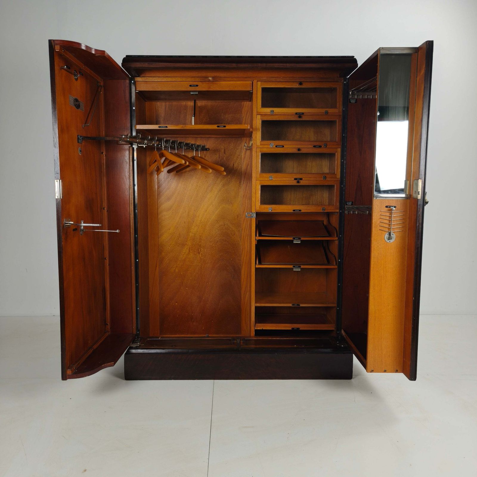 photo for sale 1920s Mahogany And Oak Compactom Ltd Gentleman’s Wardrobe