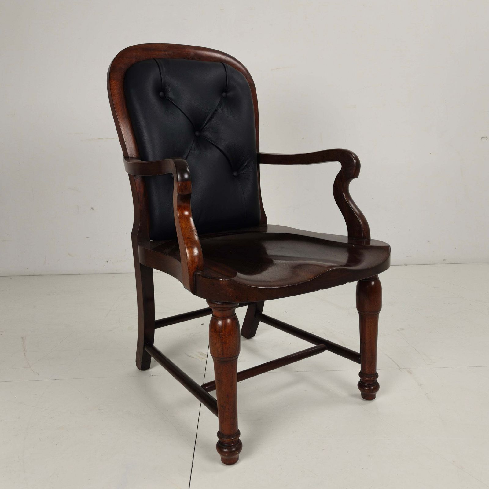 Victorian English Walnut & Leather Library Desk Chair photo Furniture