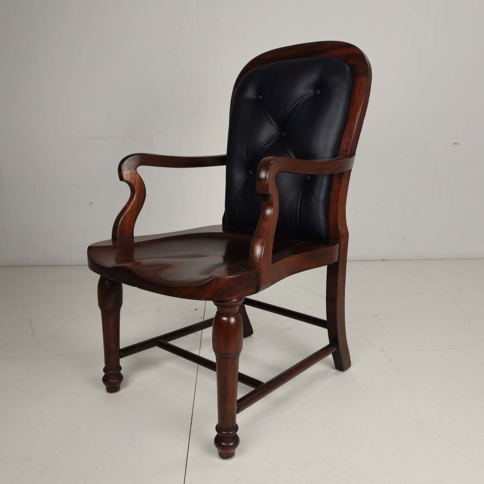 photo for sale Victorian English Walnut & Leather Library Desk Chair