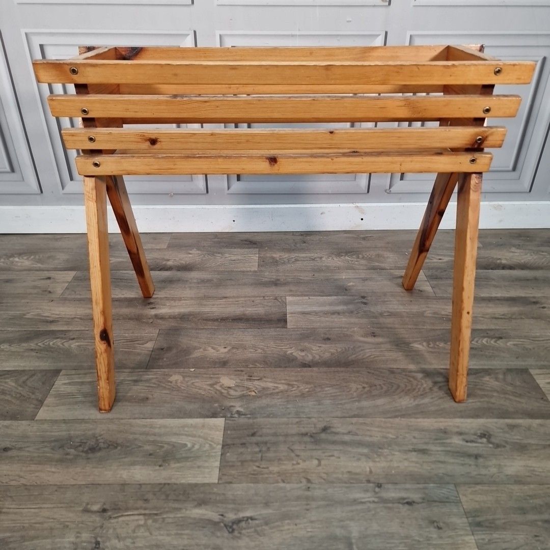 Vintage Pine Trough Planter Solid Wooden Garden Plant Stand Holder Retro photo vintage