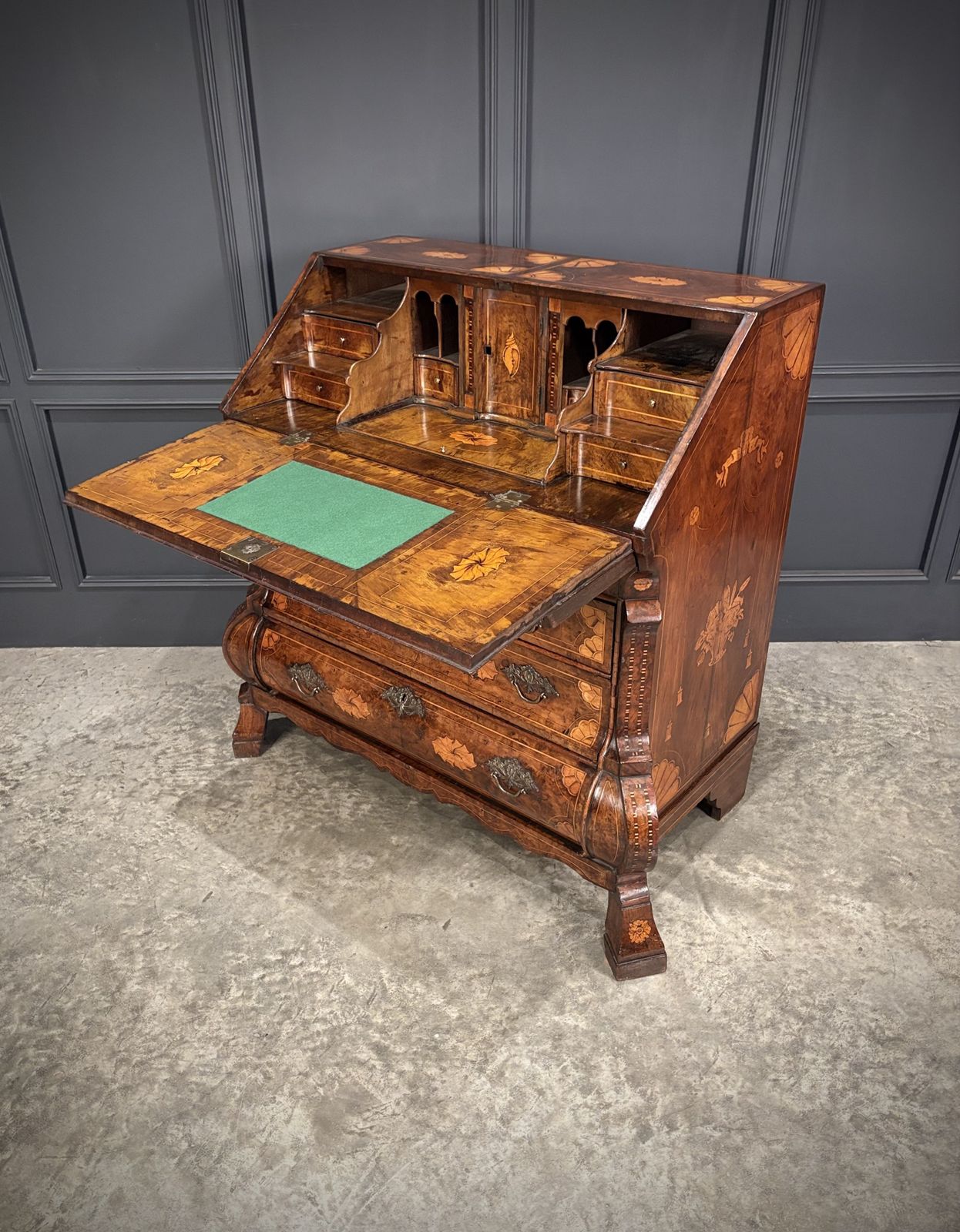 3450.0 Dutch Marquetry Inlaid Walnut Bureau photo