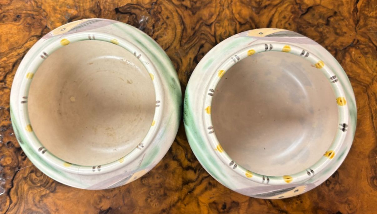 Pair Of Art Deco Early Susie Cooper Orchid Pattern Pots. No M72 photo for sale