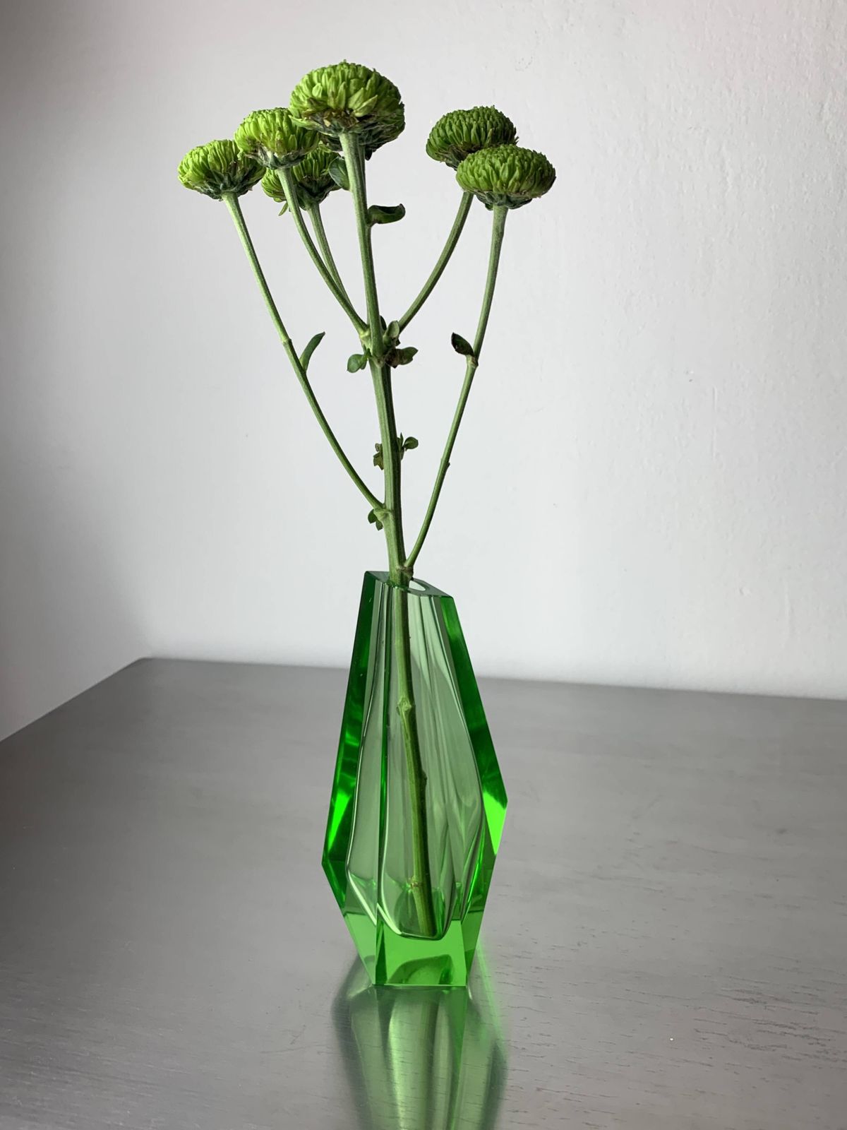 Green Faceted Vase By Seguso, Murano Glass, Italy, 1970 photo for sale