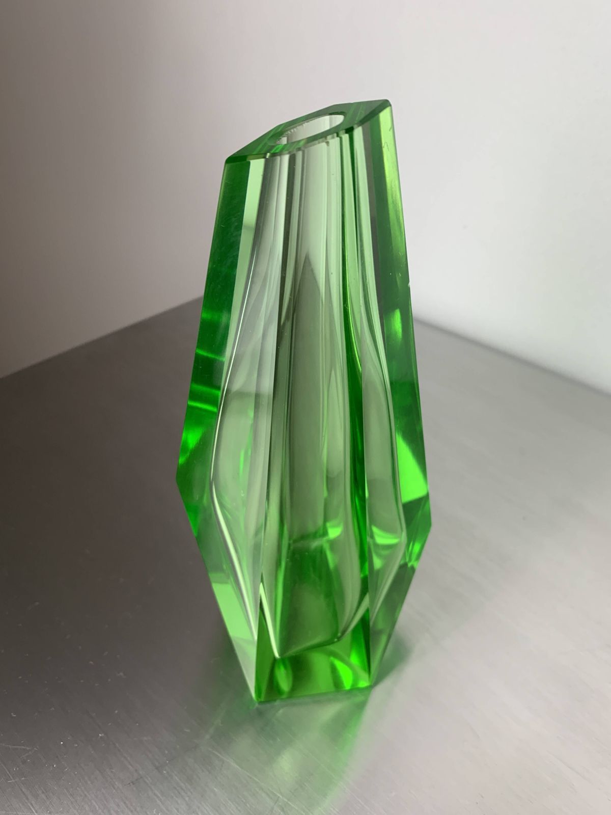 Green Faceted Vase By Seguso, Murano Glass, Italy, 1970 photo Home Decor