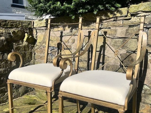 Hollywood Regency 1960s Italian Gilt Metal Armchairs | Set Of 4 photo furniture