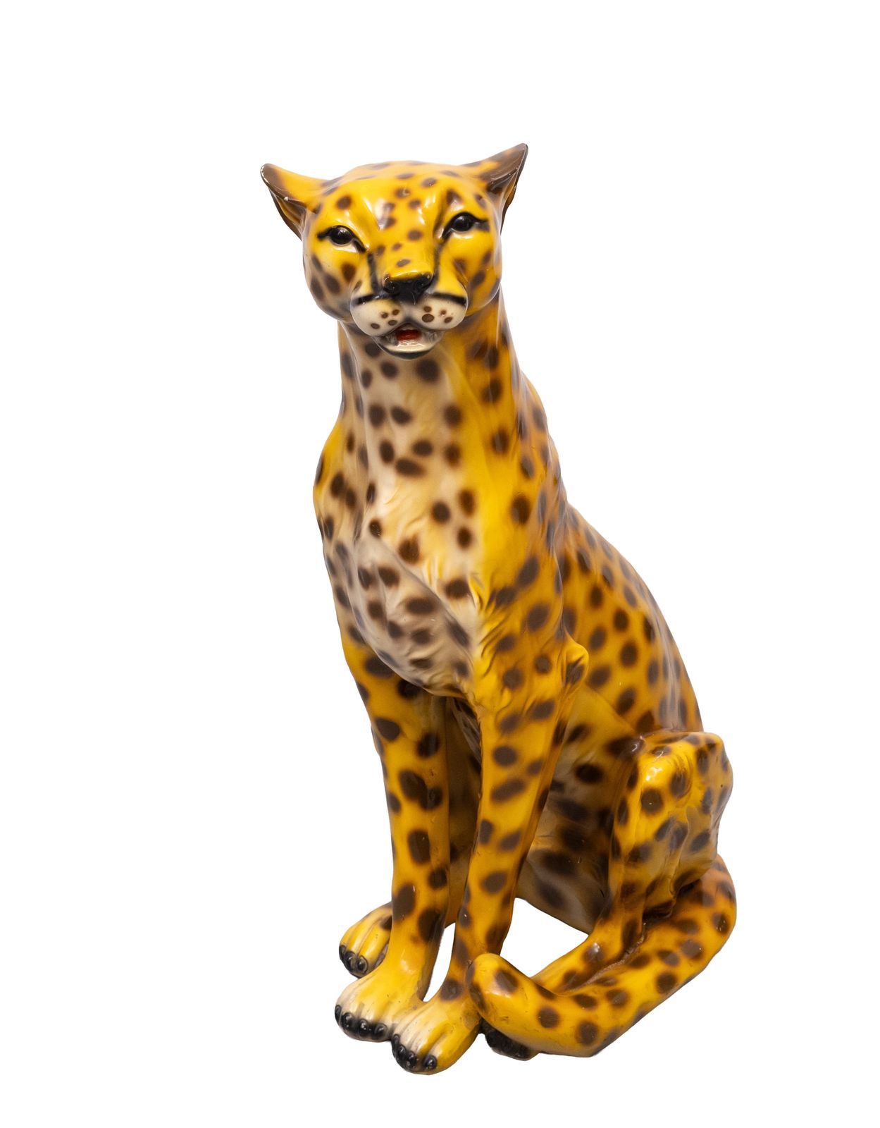 Italiaans Keramisch Monumentaal Cheetahbeeld, Grote Kat, Jaren 1970