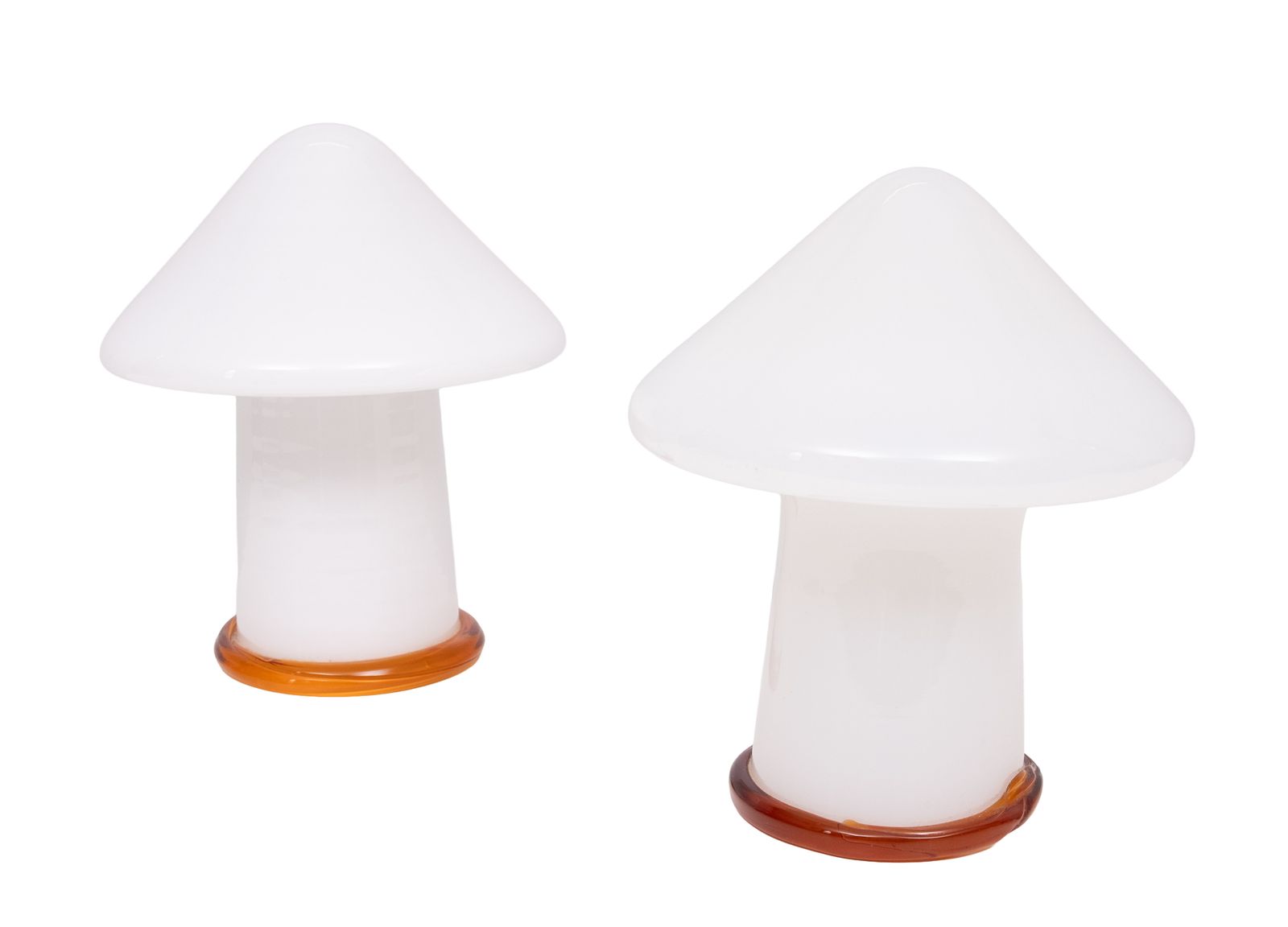 Stunning Set Murano Mushroom Table Lamps 1970s Italy