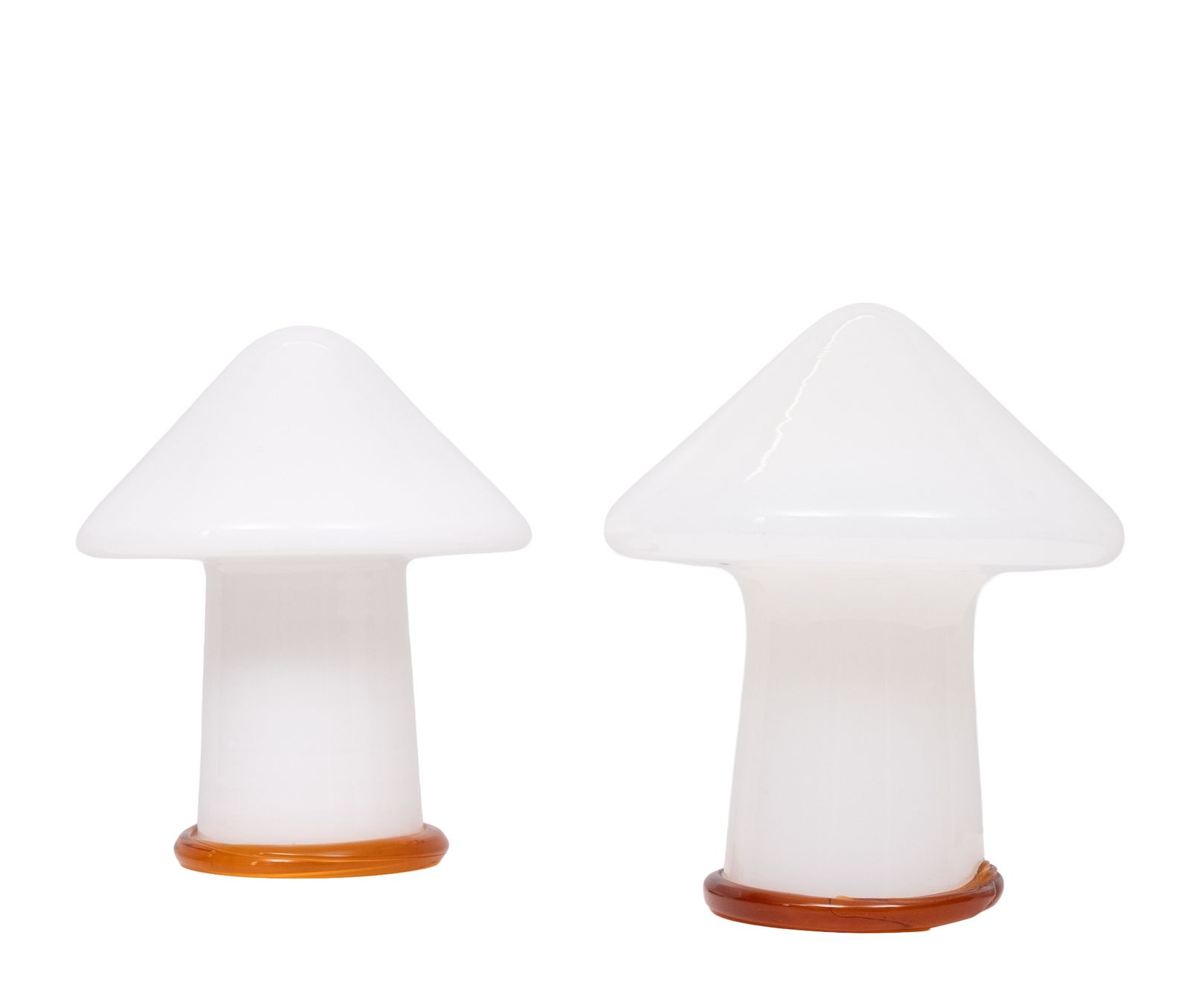 Stunning Set Murano Mushroom Table Lamps 1970s Italy photo vinterior