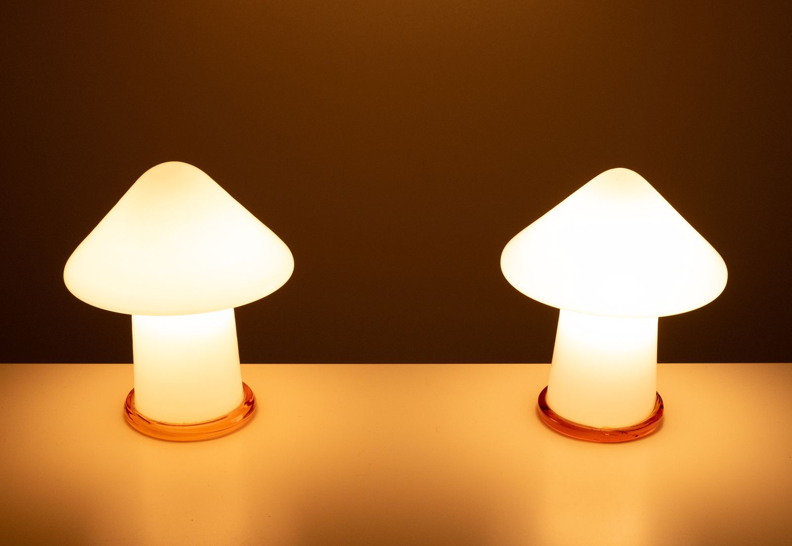photo furniture Stunning Set Murano Mushroom Table Lamps 1970s Italy