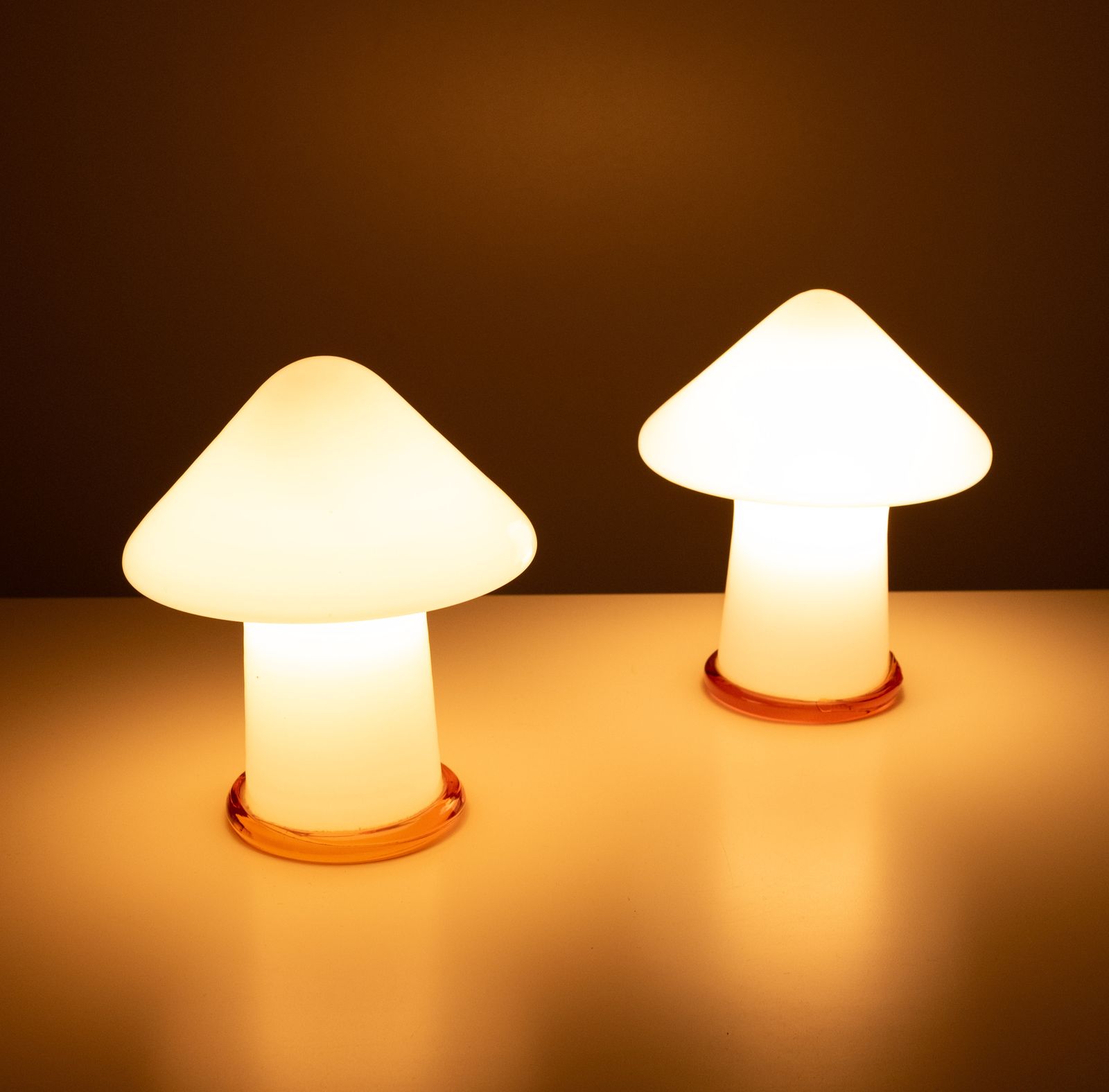 photo for sale Stunning Set Murano Mushroom Table Lamps 1970s Italy
