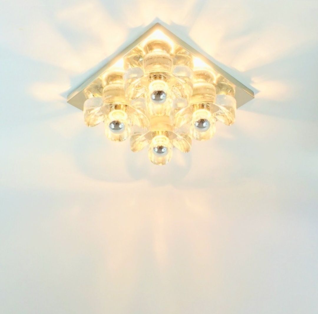 Xl Mid Century Modern Floral Glass & Chrome Wall Light From Sische, Germany, 1960s/1970s photo buy