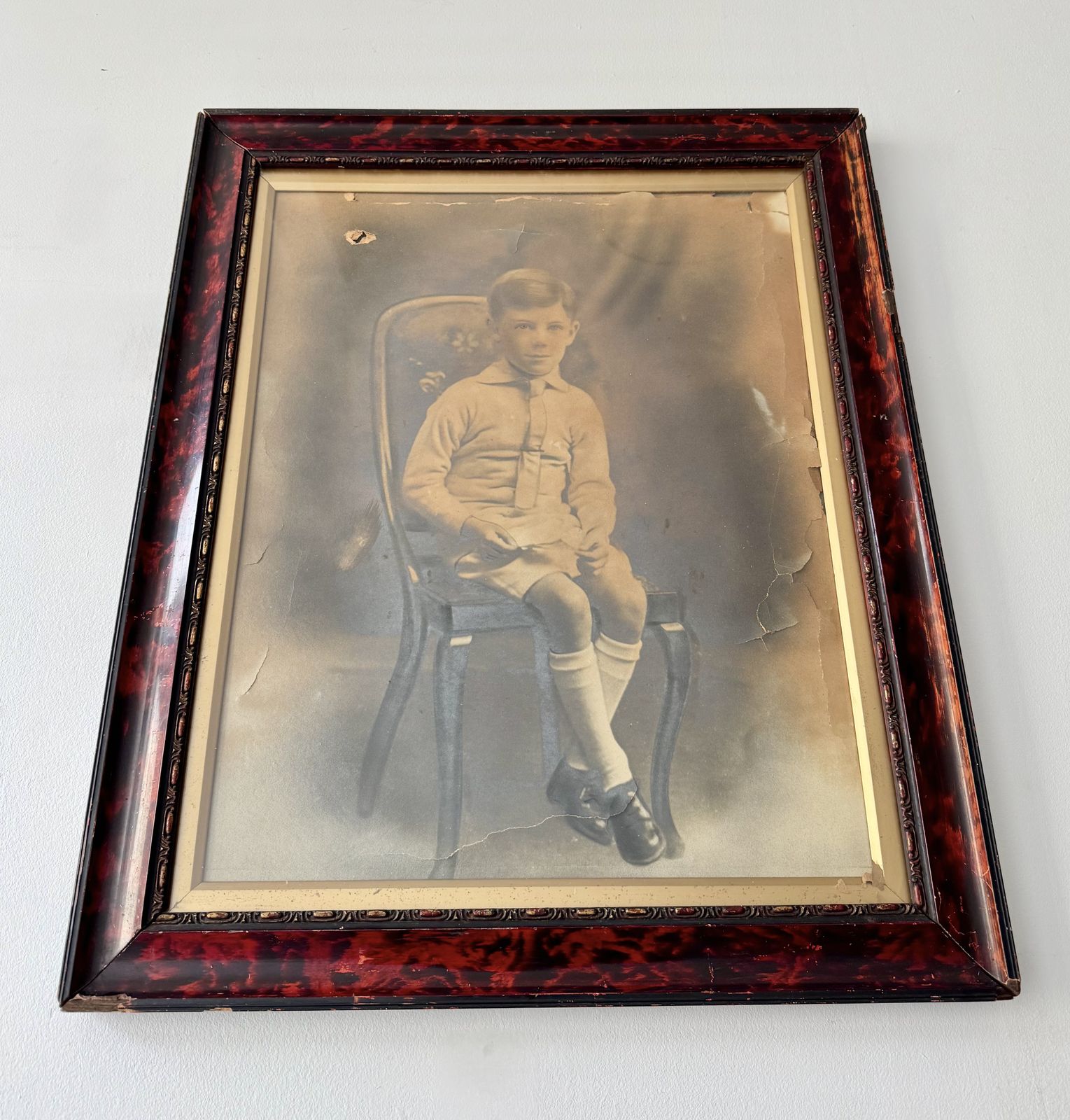 Antique Framed Photo Of A Boy, 1800s photo furniture