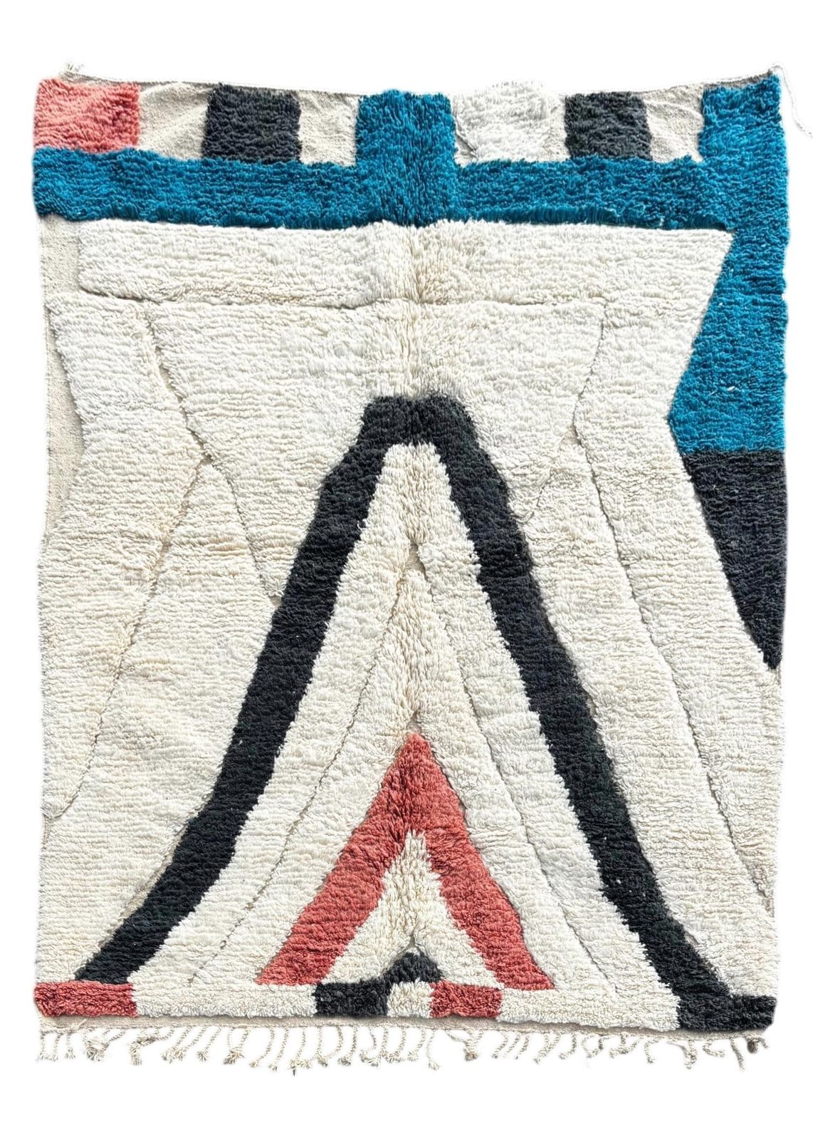 Beni Ourain Moroccan Wool Rug 210x300 Cm – White Minimal Geometric Design – Luxury Berber Area Rug – Modern Boho Home Decor photo furniture