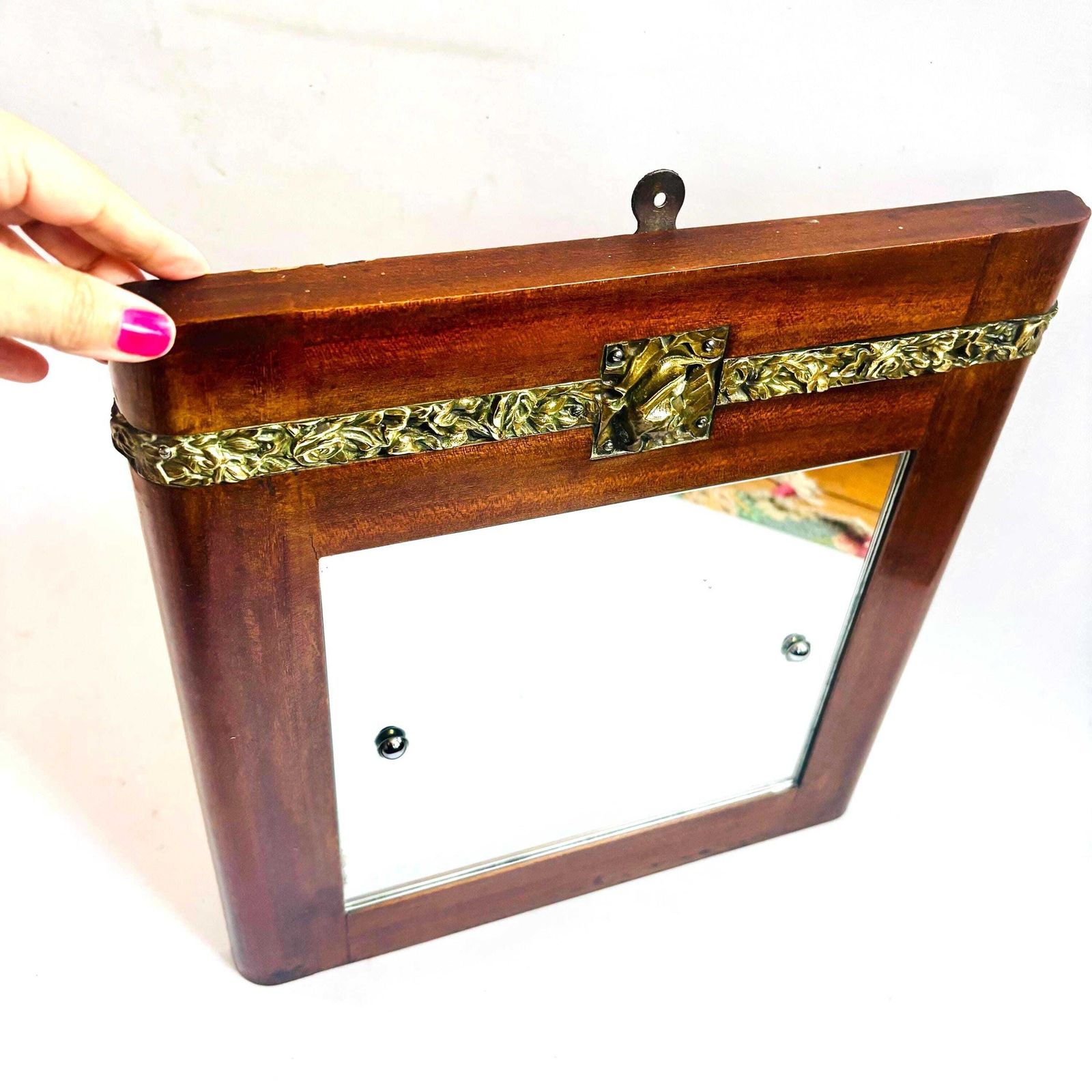 Rare Antique Art Nouveau Wall Mirror With Relief Cast Gilt Mounts 1900 photo for sale