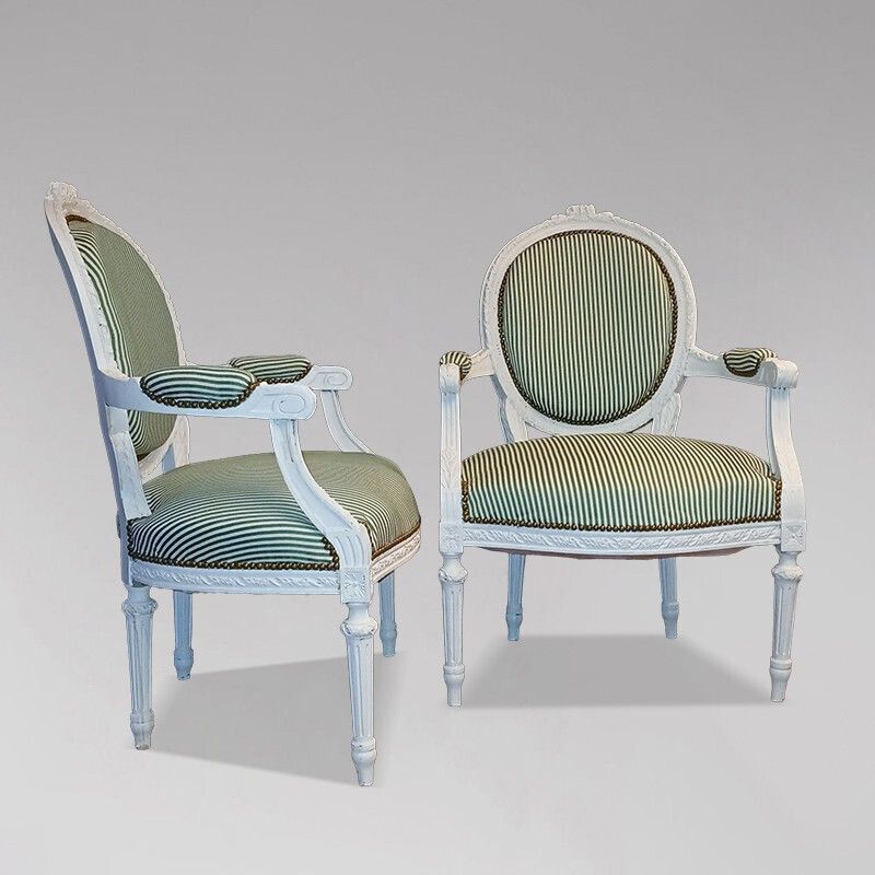 Pair Of Louis XVI Style Medallion Armchairs