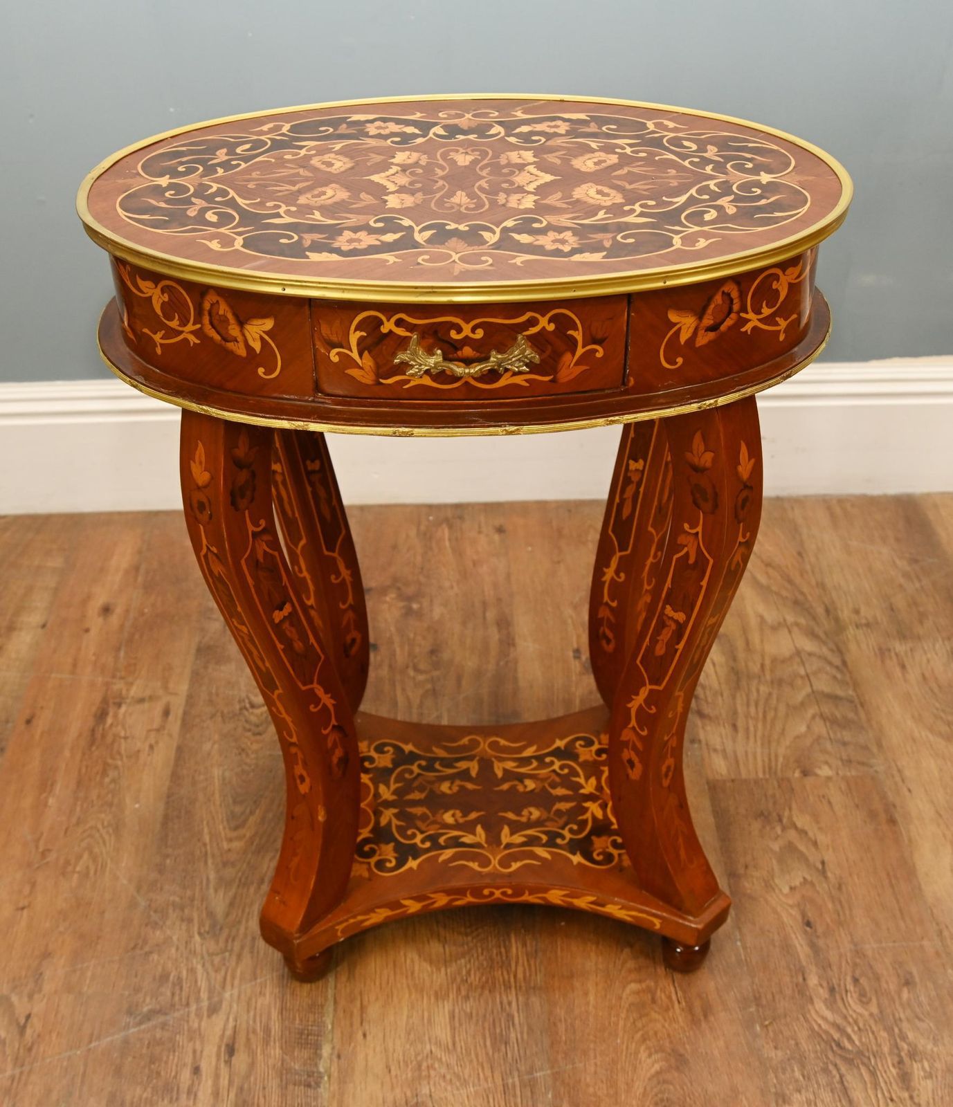 Pair French Side Tables Inlay Louis XV Revival photo 1200.0