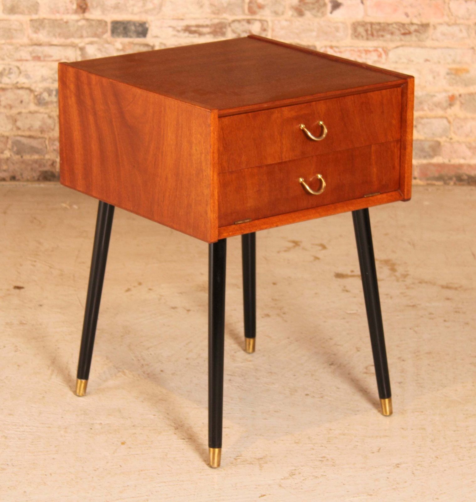 Mid Century G Plan Librenza Tola And Black Bedside Table / Night Stand, Circa 1960s photo for sale