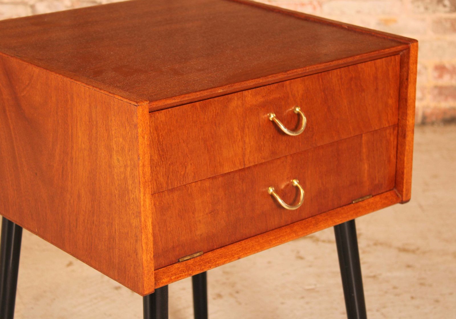 Mid Century G Plan Librenza Tola And Black Bedside Table / Night Stand, Circa 1960s photo vinterior