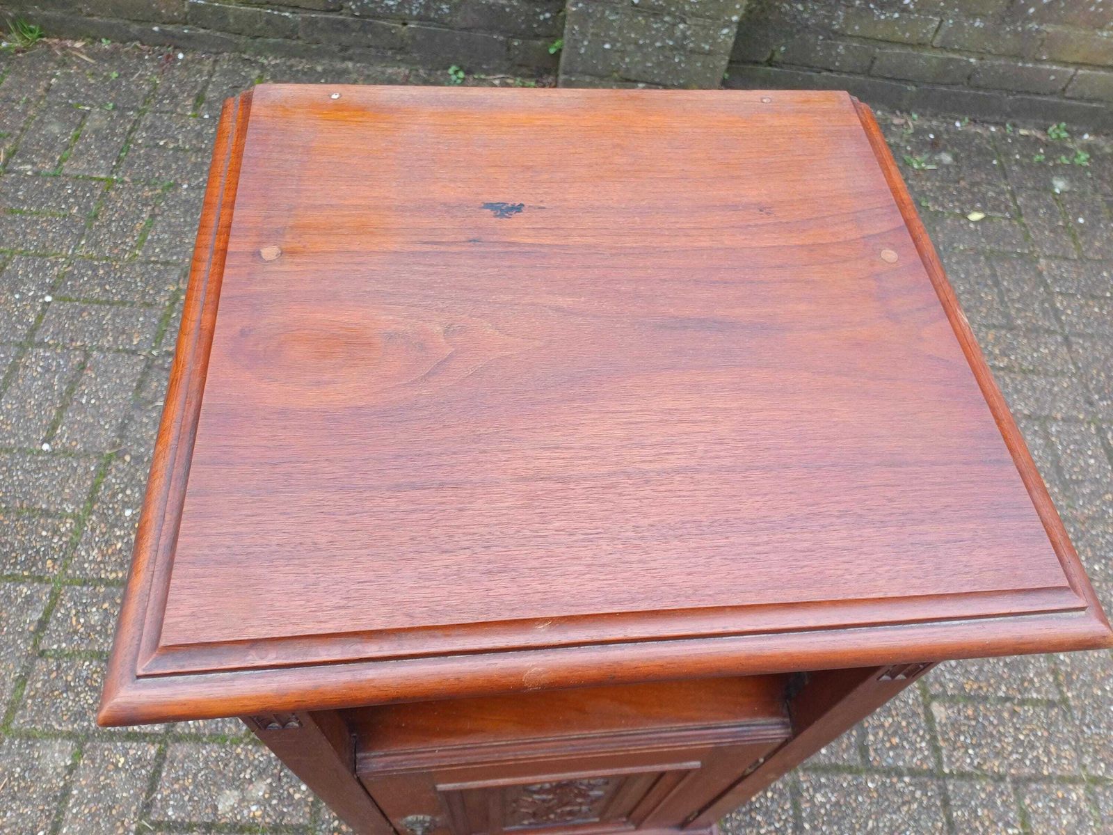 Victorian Mahogany Pot Cupboard Bedside Cabinet Antique Edwardian Nightstand Carved Flower Door Solid Wood Side Table photo buy