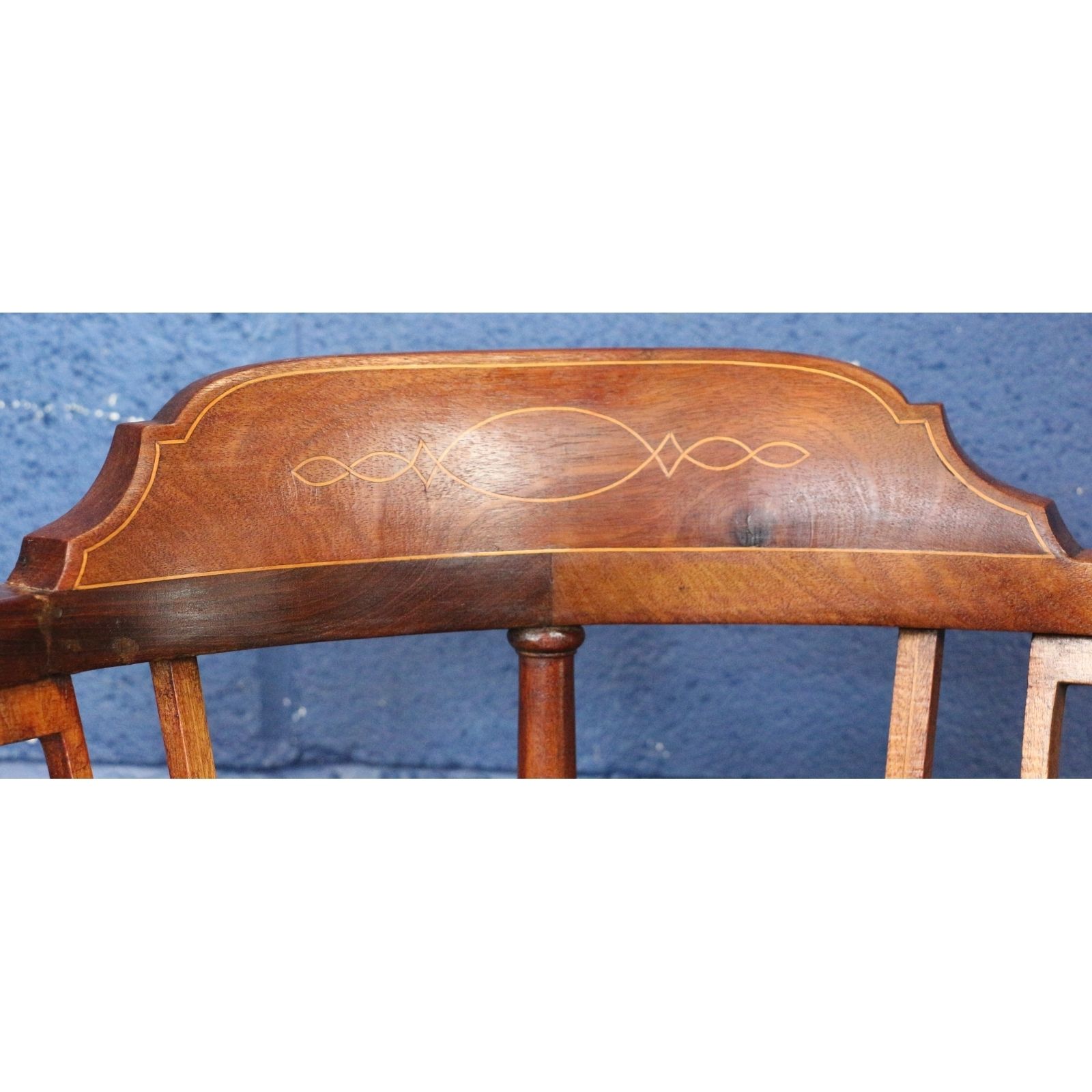 An Edwardian Inlaid Mahogany Serpentine Fronted Corner Chair Freshly Reupholstered photo furniture