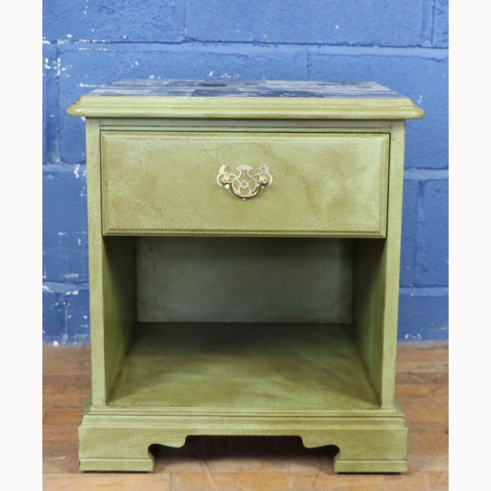 A Vintage Painted Waxed And Decoupaged Single Drawer Bedside Cabinet photo for sale