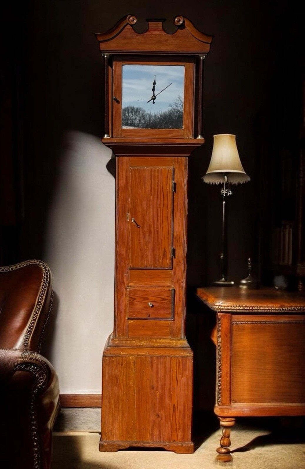 Georgian Pine Grandfather Clock Drinks Cabinet. A Useable Clock Too. photo furniture