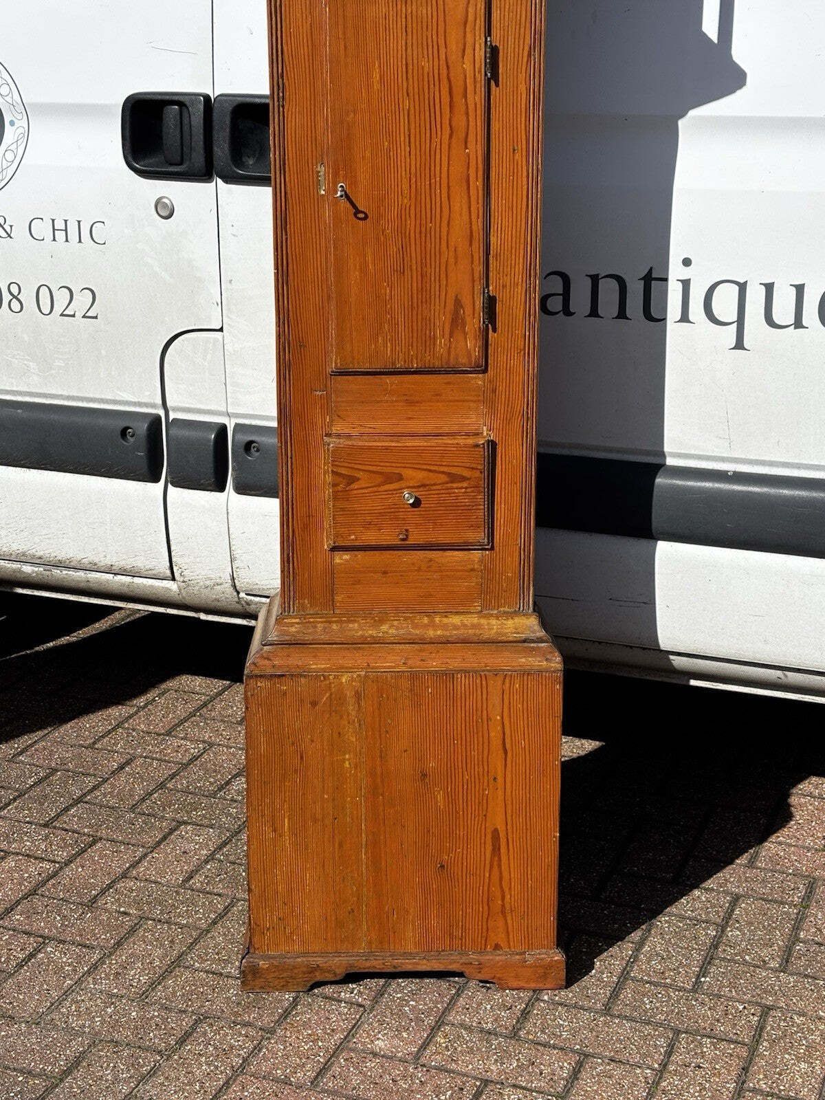 Georgian Pine Grandfather Clock Drinks Cabinet. A Useable Clock Too. photo vinterior