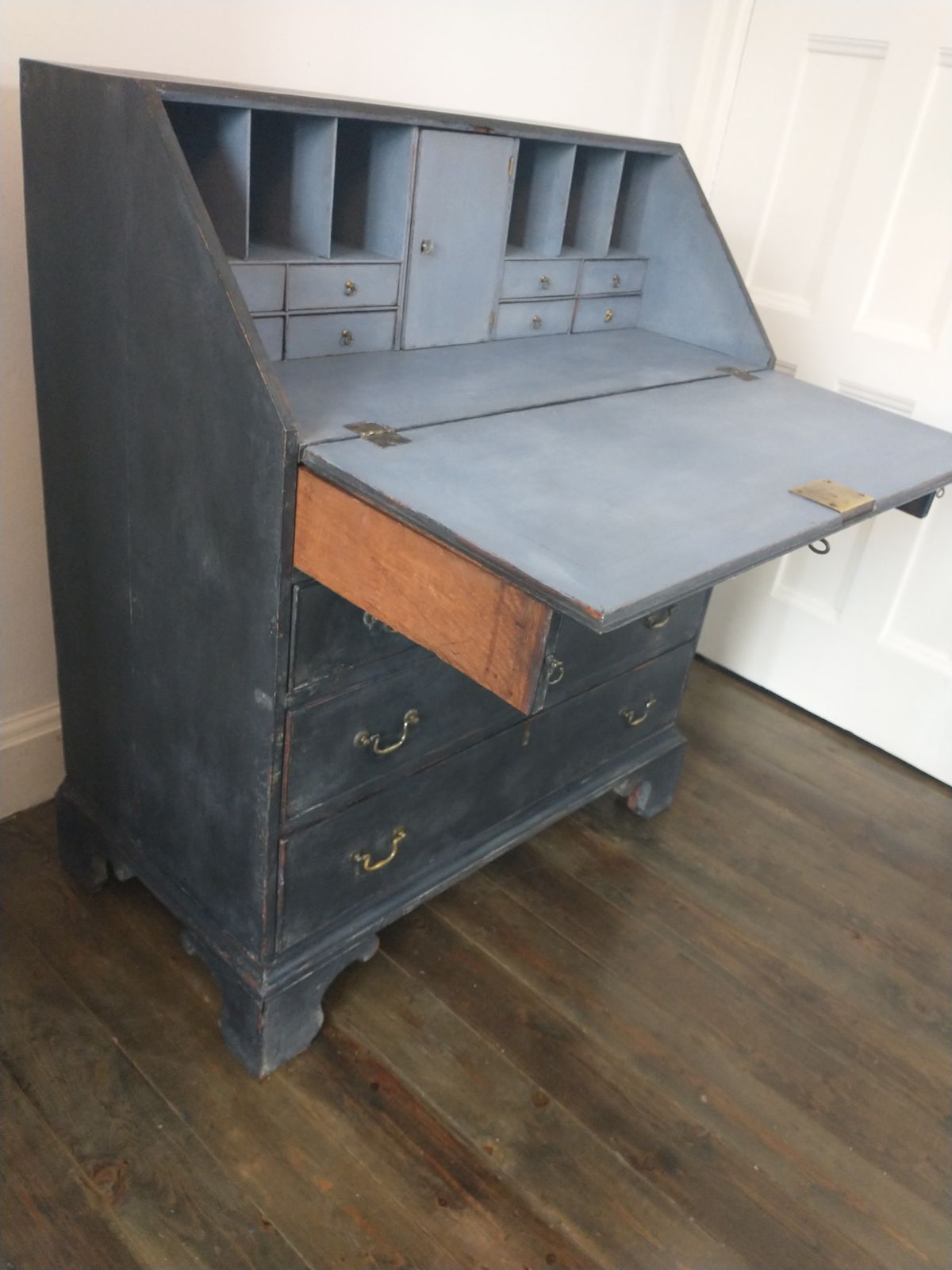 875.0 18th Century Georgian Bureau, Black Painted photo