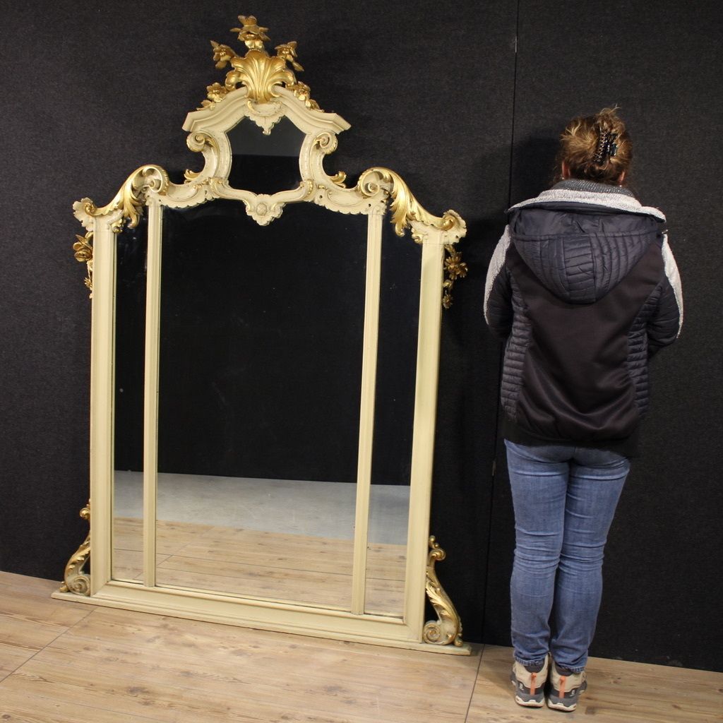 Great Lacquered And Gilded Louis XV Style Mirror From The 20th Century photo furniture