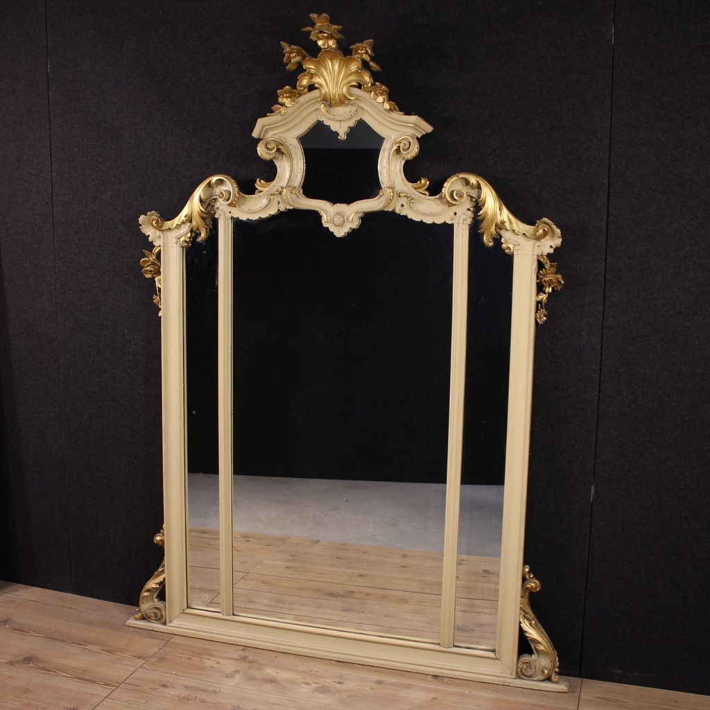 Great Lacquered And Gilded Louis XV Style Mirror From The 20th Century photo vintage