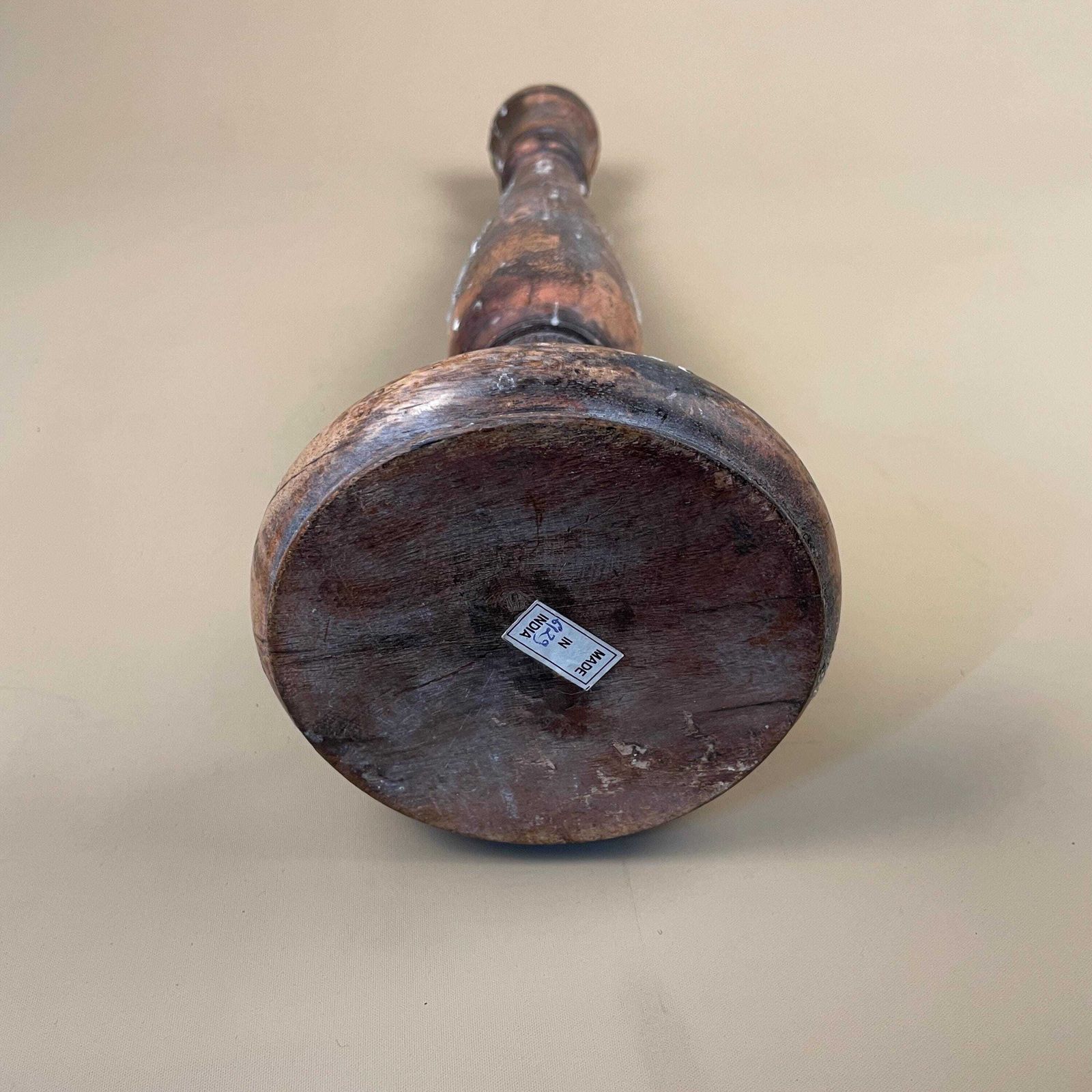photo furniture Large Vintage Wooden Candlestick Holder Indian Hand Carved Candle Stick Old Wax Table Display Piece Prop.