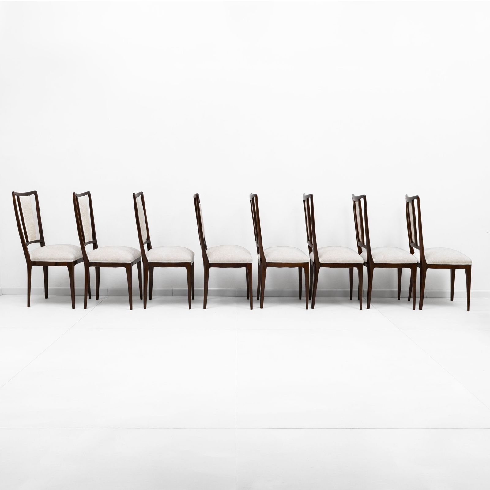 Set Of 8 Osvaldo Borsani Mid Century Modern Italian Bouclè Dining Chairs, 50s photo vintage