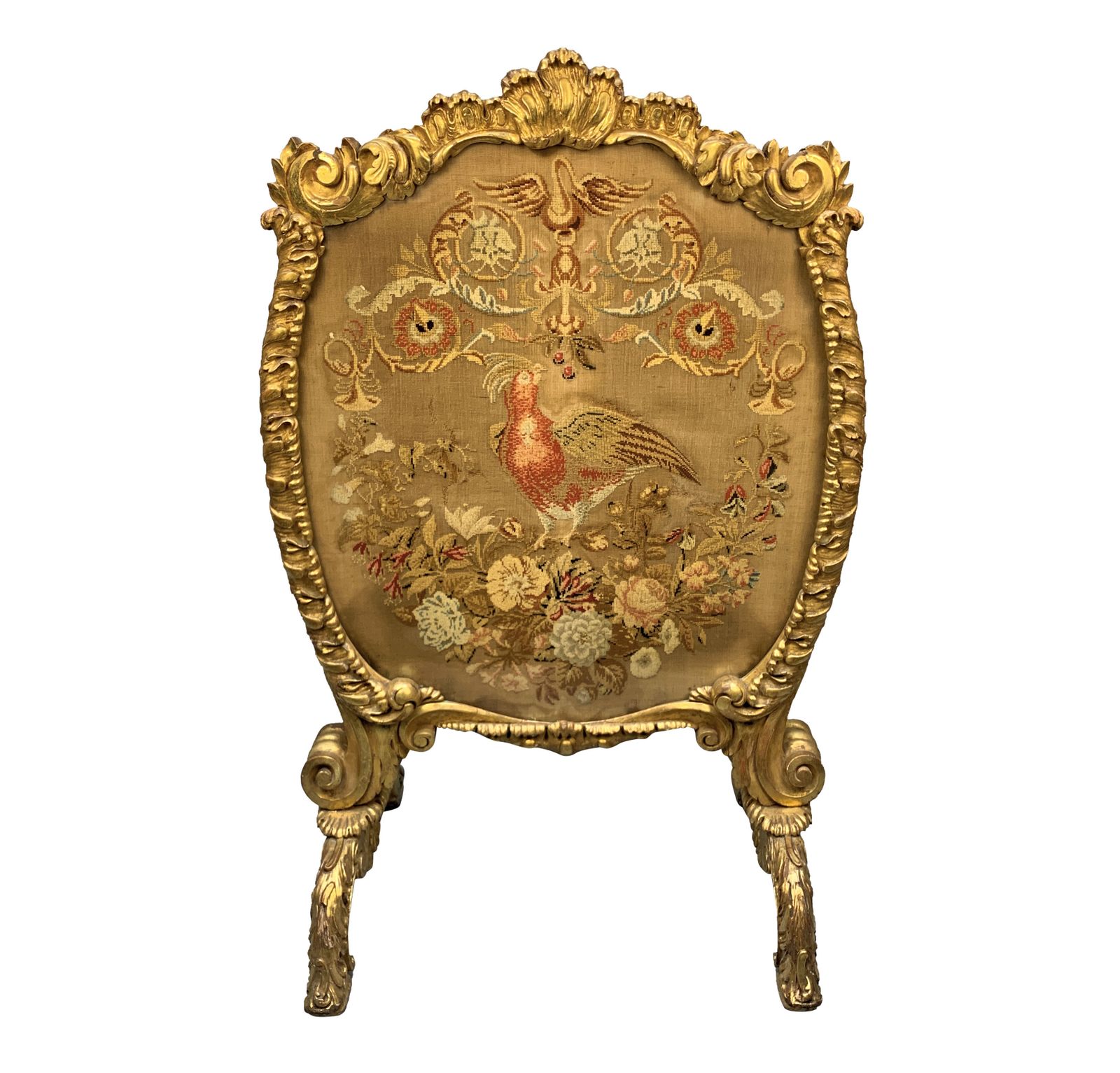 A Large English George III Giltwood Fire Screen