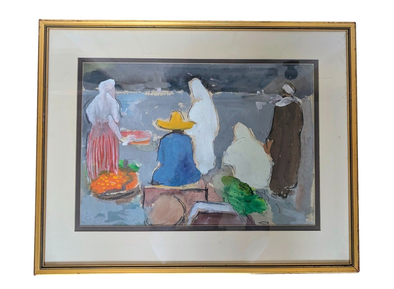 Philip Naviasky Oil Painting Spanish Village Scene Signed Mid 20th Century