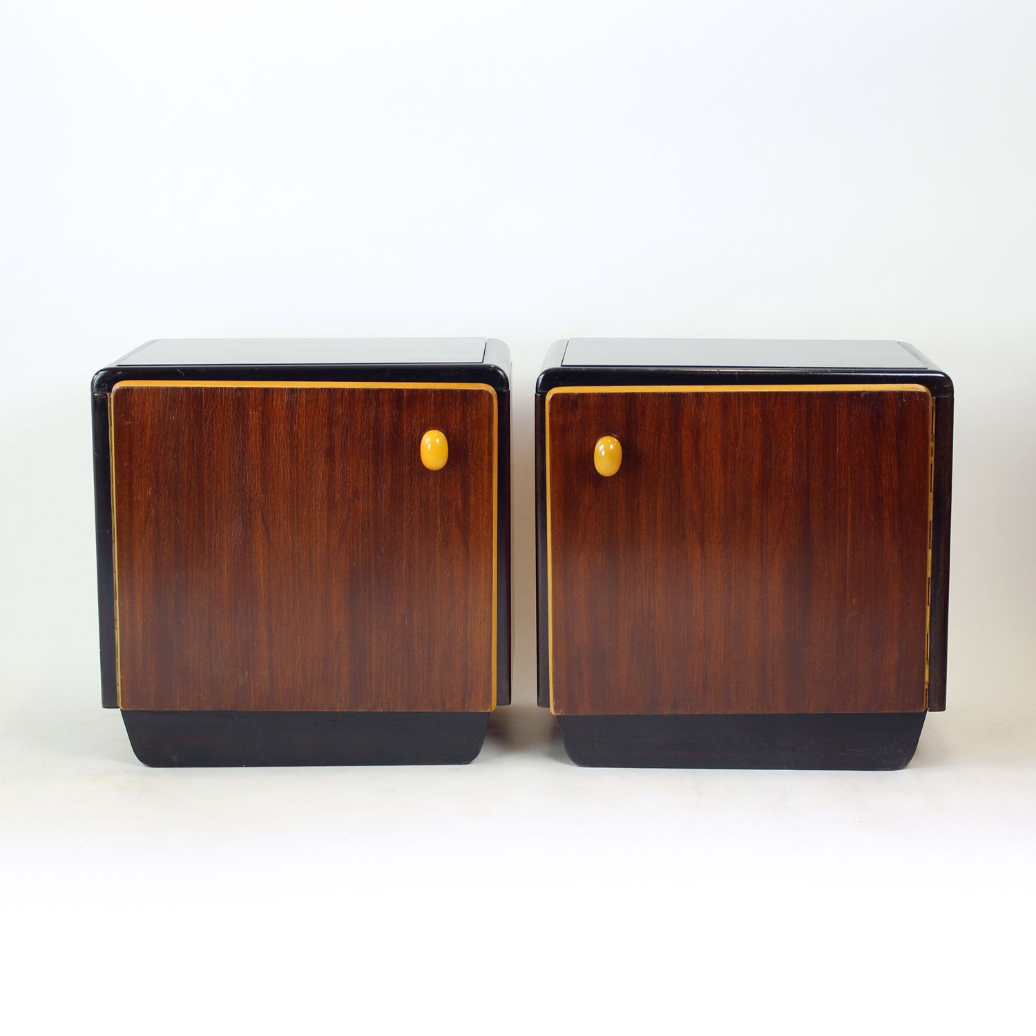 Mid Century Bedside Tables With Glass Tops, Czechoslovakia 1960s photo for sale