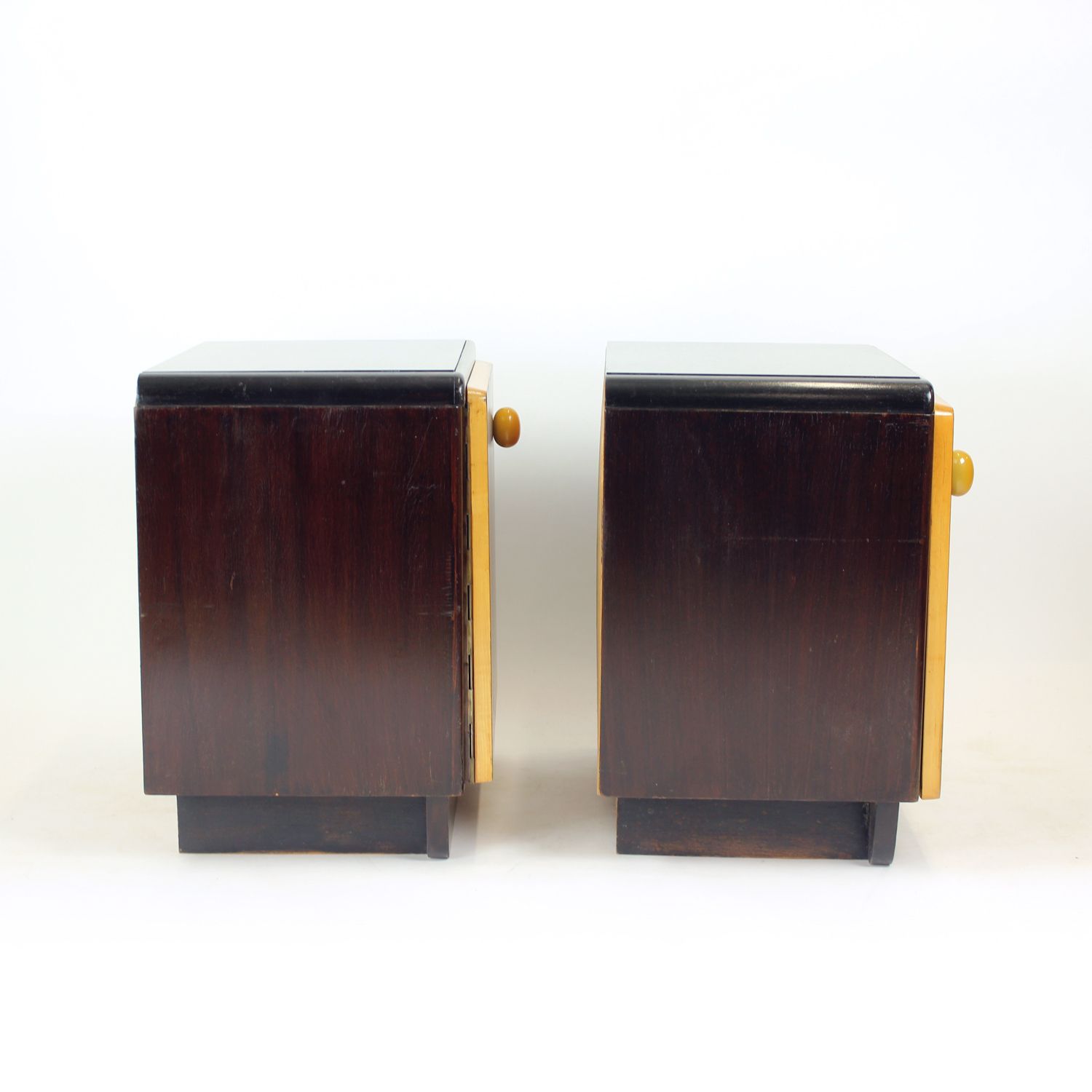 photo for sale Mid Century Bedside Tables With Glass Tops, Czechoslovakia 1960s