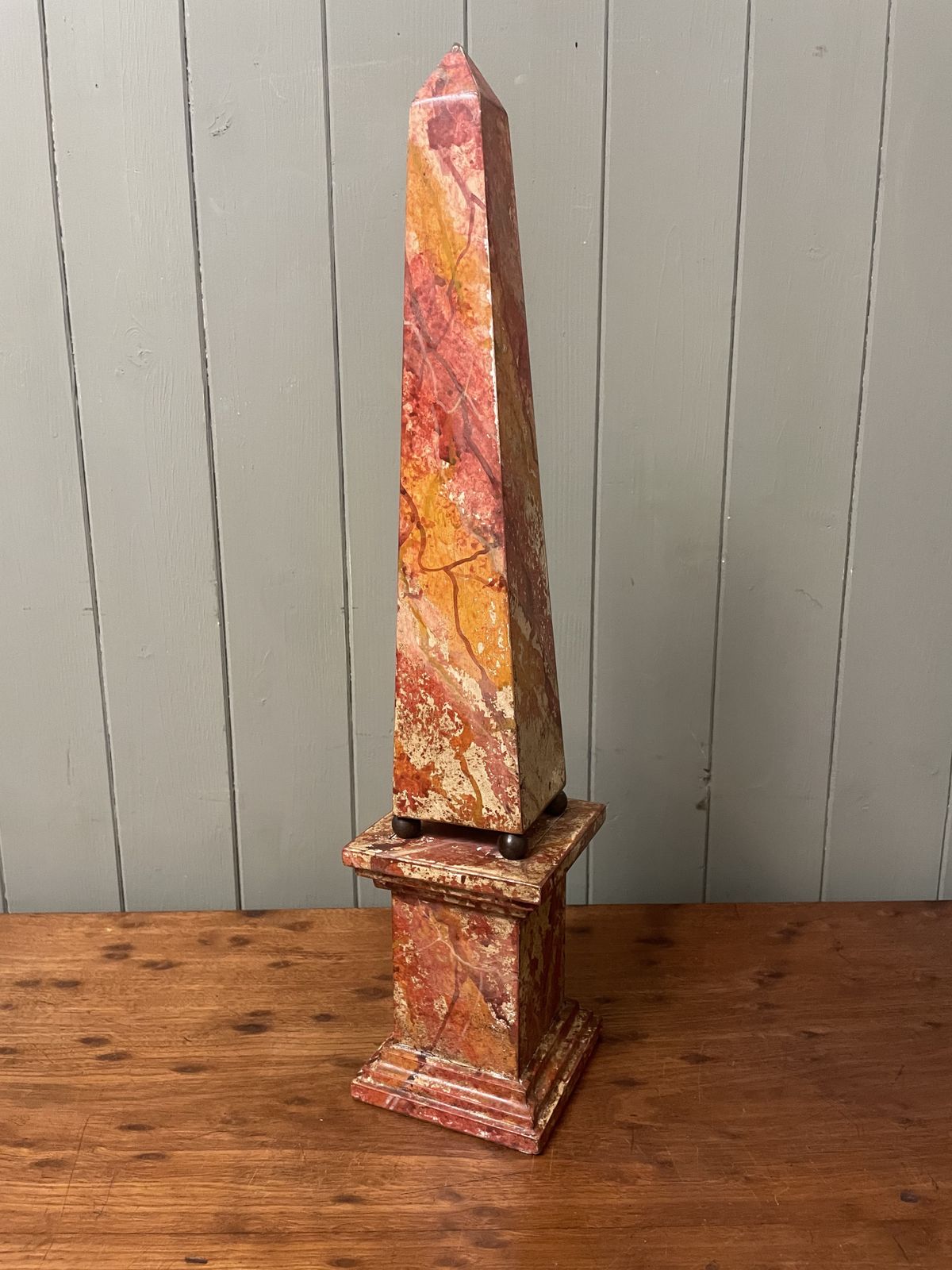 Antique Florentine Grand Tour Faux Red Marble Wooden Obelisk photo furniture