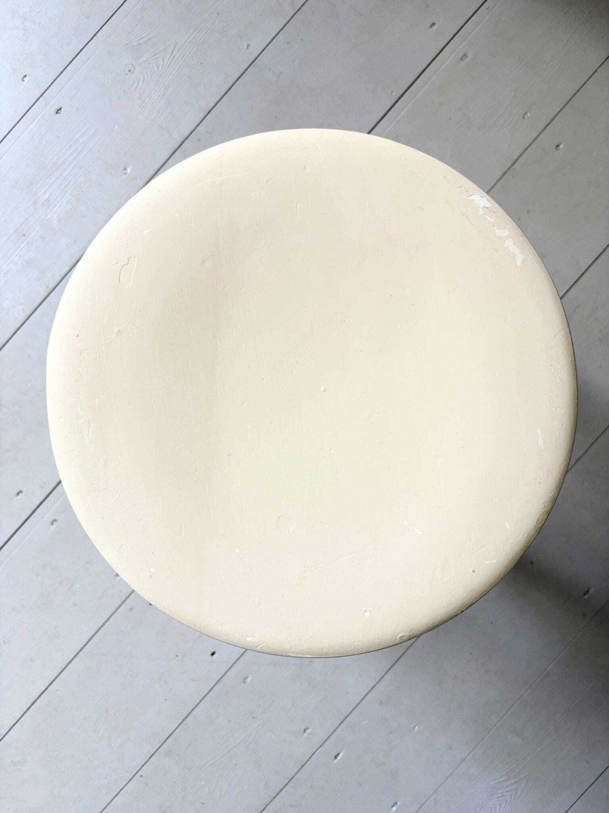 Minimalist Mid Century Wooden Stool In Off White By Kandya photo 390.0