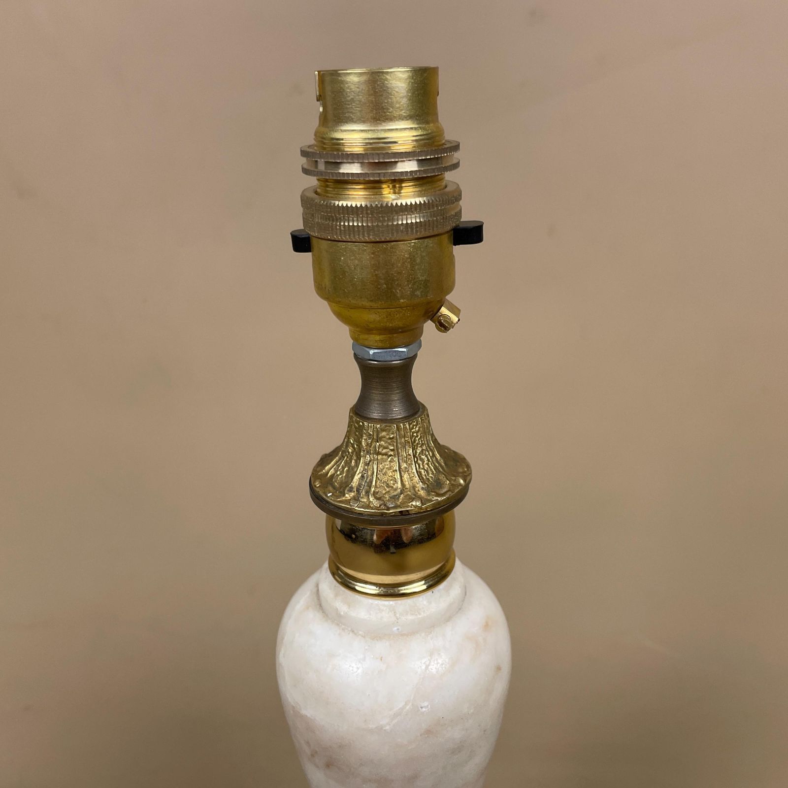 Marble Table Lamp Base Cream Brass Floral Foot Vintage Lighting Classic Traditional Bedside Lamp Italian Antique Style Light photo for sale