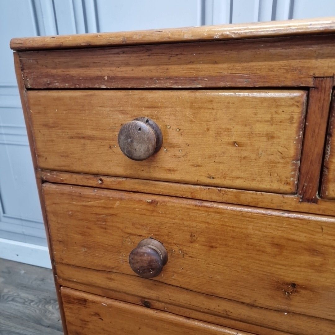 Furniture Antique Chest Of Drawers Victorian Solid Pine Rustic Farmhouse Vintage photo