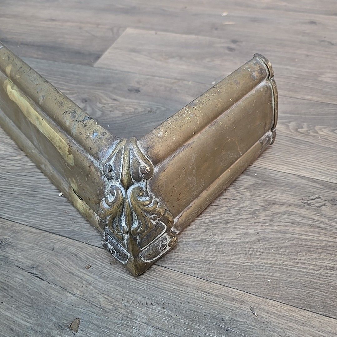 Home Fixtures Antique Brass Fire Fender  Edwardian Rustic Hearth Surround Decorative Fireplace photo