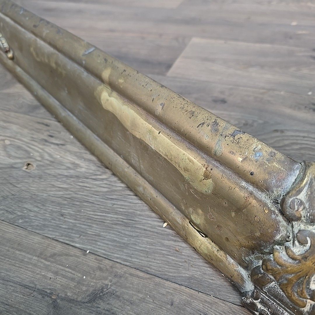 120.0 Antique Brass Fire Fender  Edwardian Rustic Hearth Surround Decorative Fireplace photo