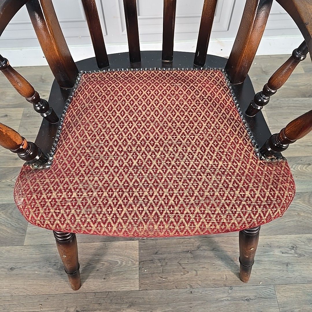 Antique High Back Armchair – Solid Wood Rustic Victorian Chair Farmhouse Country photo vintage