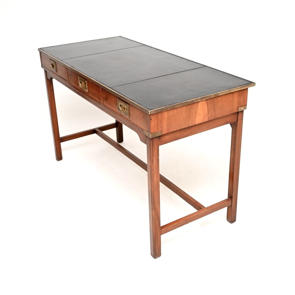 Antique Military Campaign Style Desk In Yew Wood photo vintage